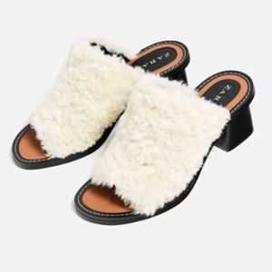 ZARA Faux Fur Mules w/ Heels